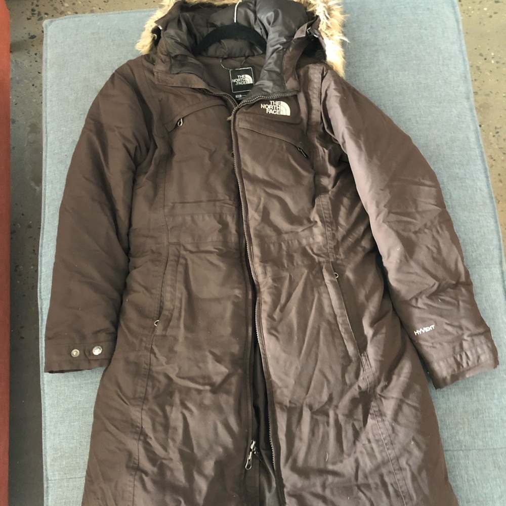 North Face brown puffer coat